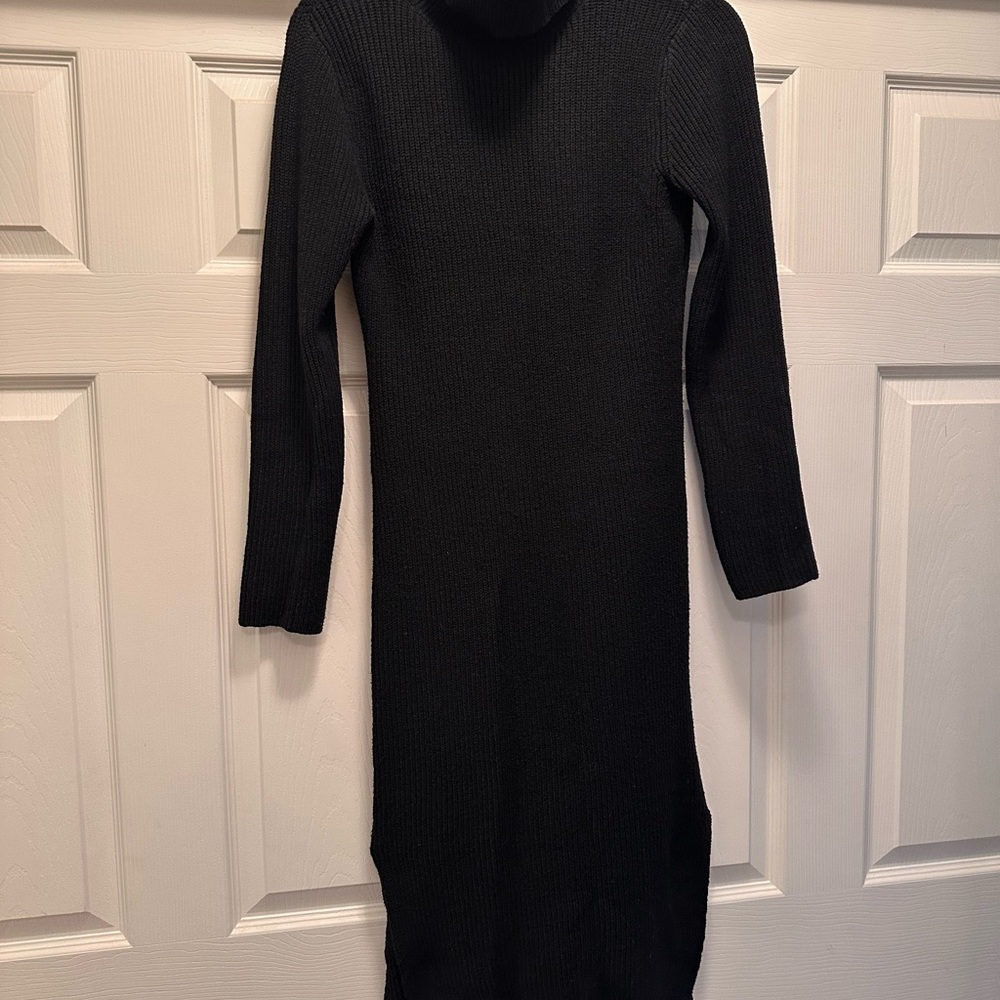 Lulu's Classic Black Long Sleeve Knit Dress